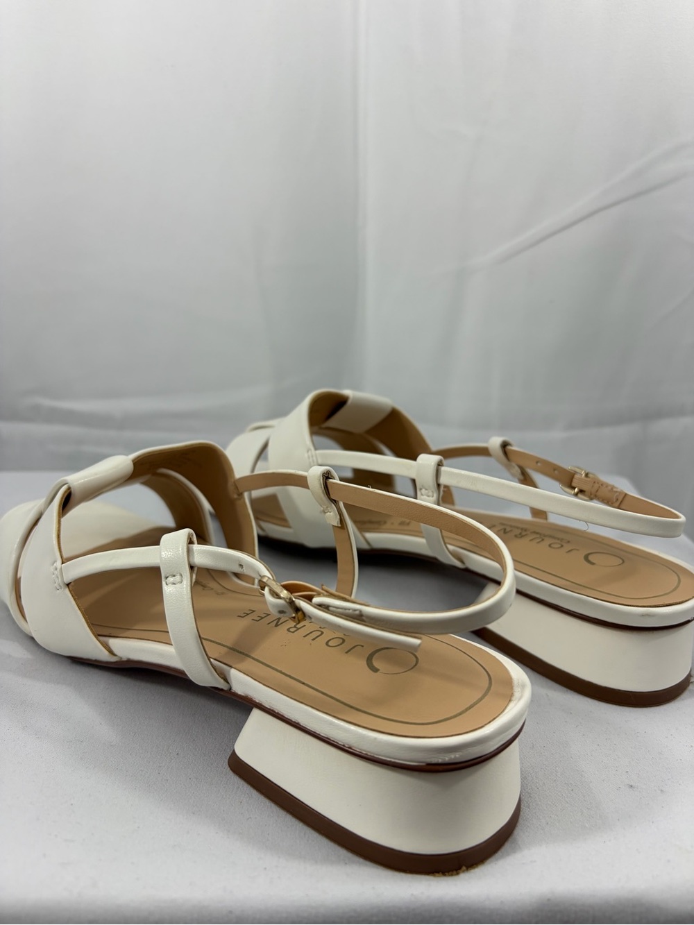 NWT Journee Women’s Size 9 White Braided Strap Slingback Sandals - Picture 4 of 8